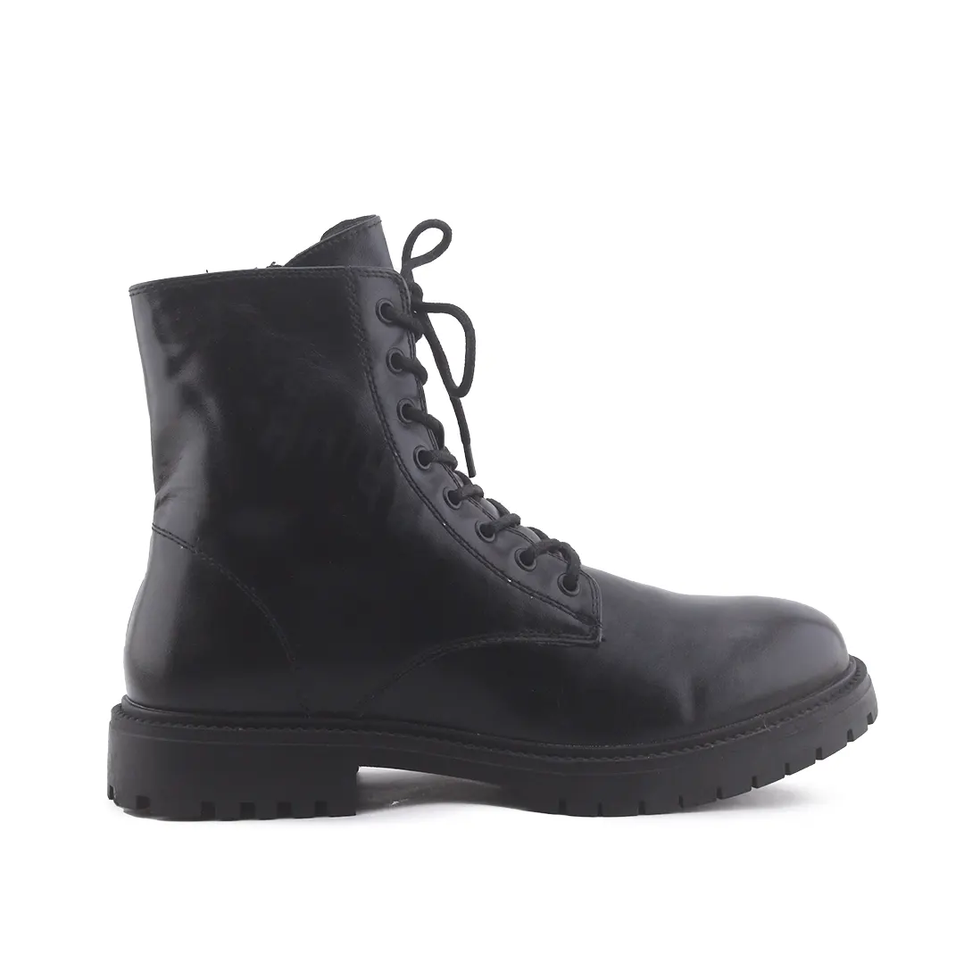 Pull & Bear Zipper Lace Up Ankle Boot | 100% Authentic Leather