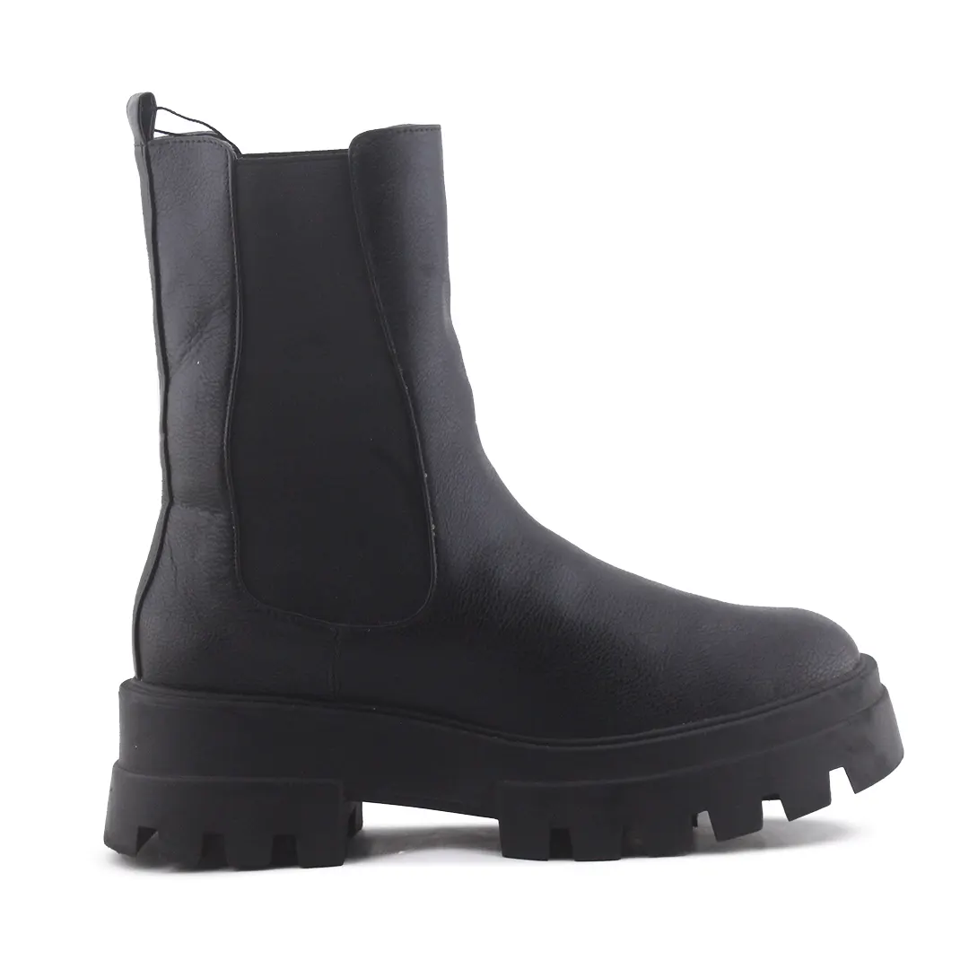 Pull & Bear Stretchable Combat Ankle Boot | 100% Authentic Leather