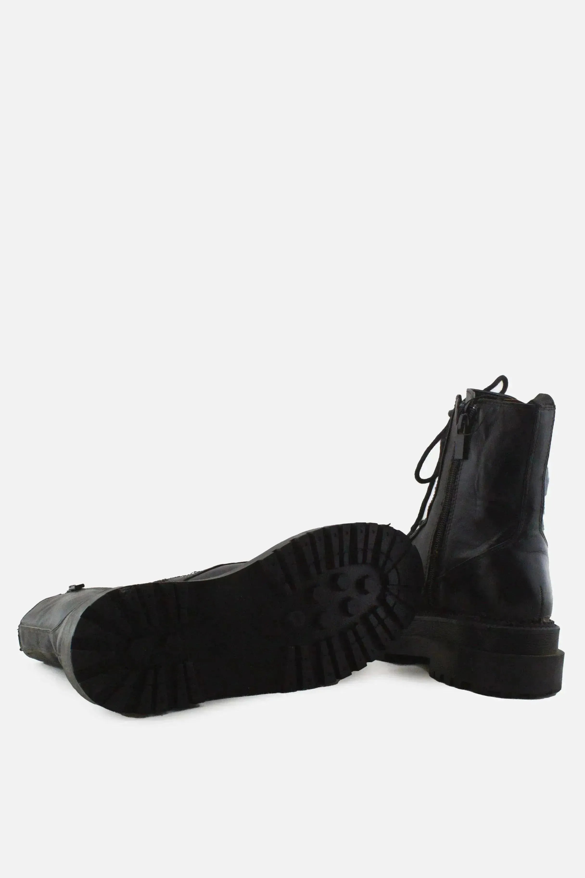 Stradivarius Zipper Laces Combat Ankle Boots | 100% Authentic Leather - sundaybazar