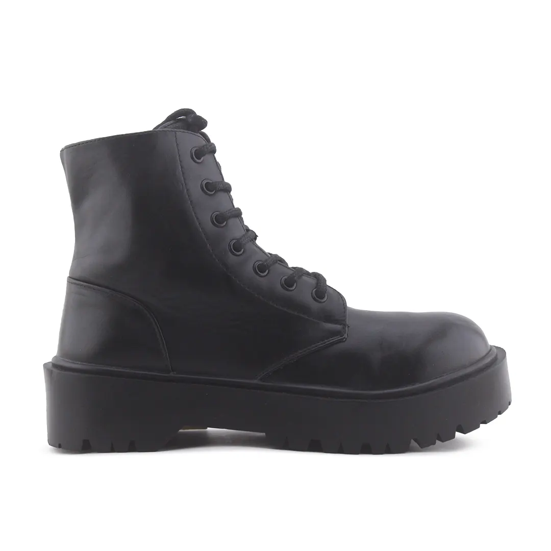 Pull & Bear Zipper Combat Ankle Boot | 100% Authentic Leather