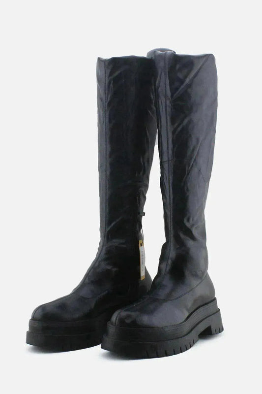 Bershka Zipper Thigh High Boots | 100% Authentic Leather - sundaybazar