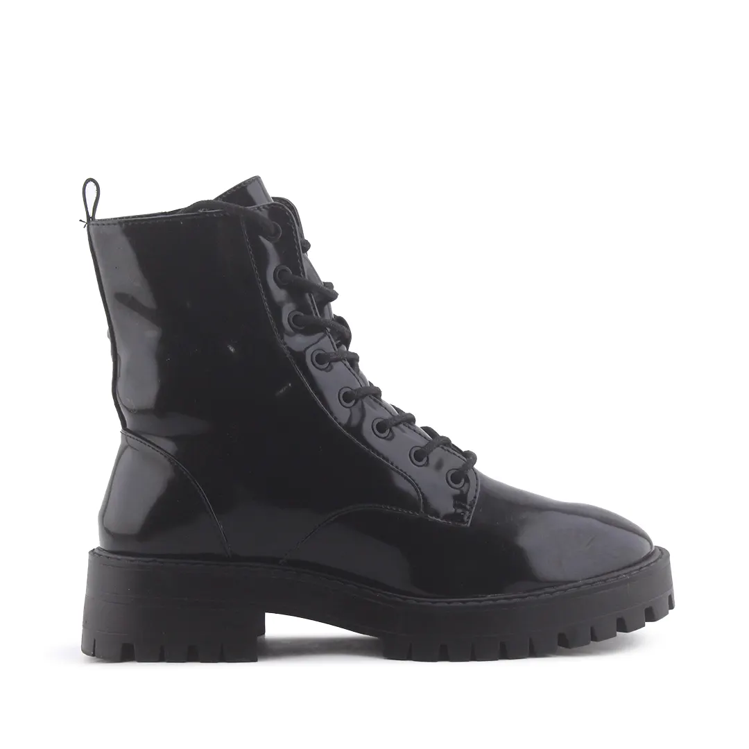 Pull & Bear Zipper Combat Ankle Boot | 100% Authentic Leather