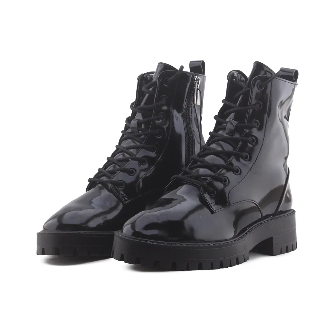 Pull & Bear Zipper Combat Ankle Boot | 100% Authentic Leather