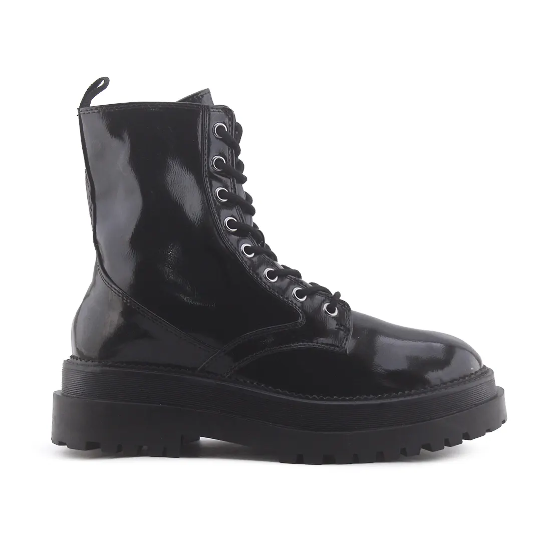 Stradivarius Zipper Lace Up Combat Ankle Boot | 100% Authentic Leather