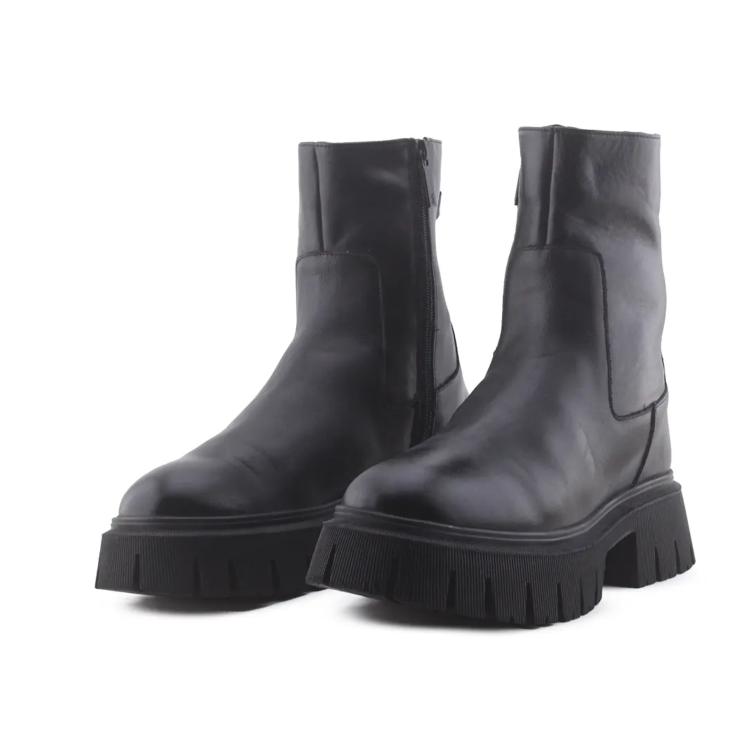 Zara Zipper Combat Ankle Boot | 100% Authentic Leather