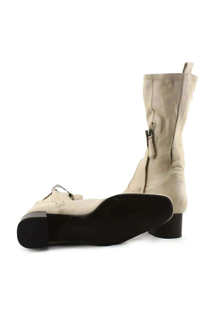 Massimo Dutti Zipper Block Heels Ankle Boots | 100% Authentic Leather - sundaybazar