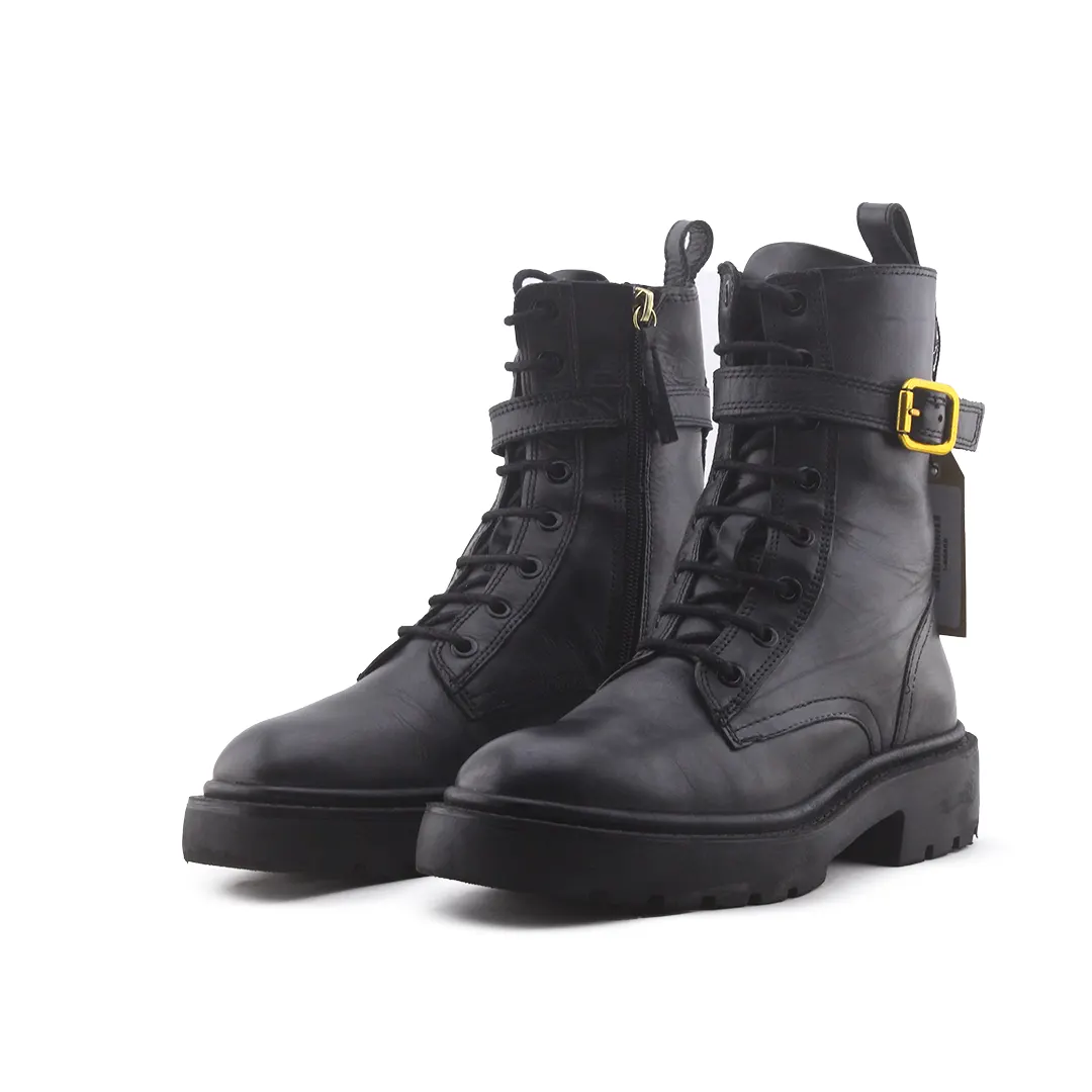 Zara Zipper Lace Up Combat Ankle Boot | 100% Authentic Leather