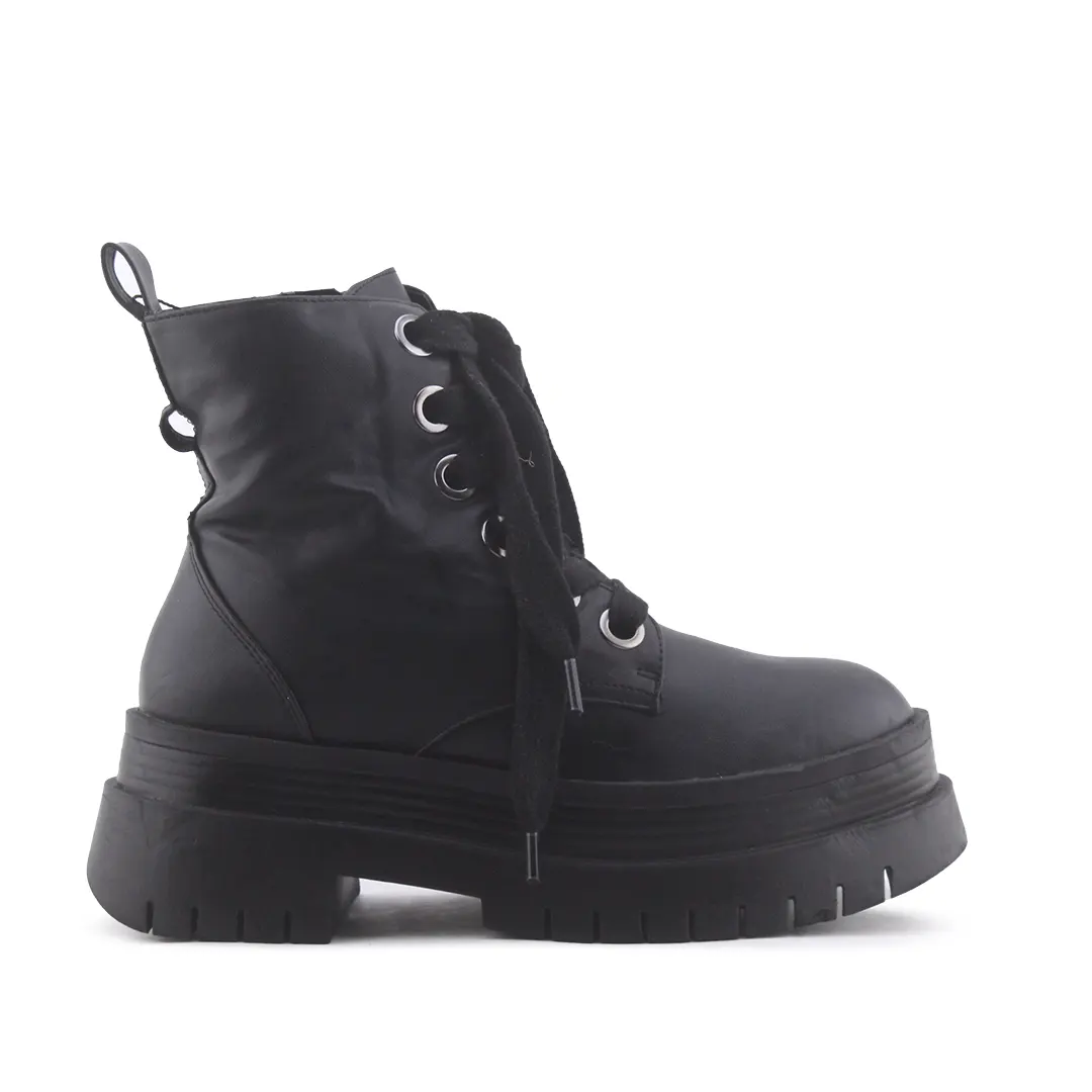 Bershka Zipper Lace Up Ankle Boot | 100% Authentic Leather