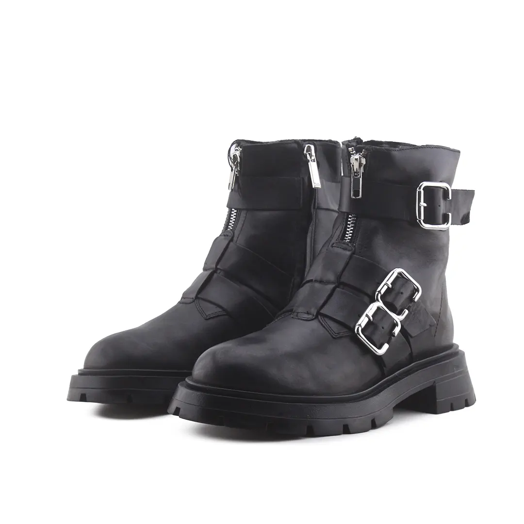 Zara Zipper Buckle Strap Ankle Boot | 100% Authentic Leather