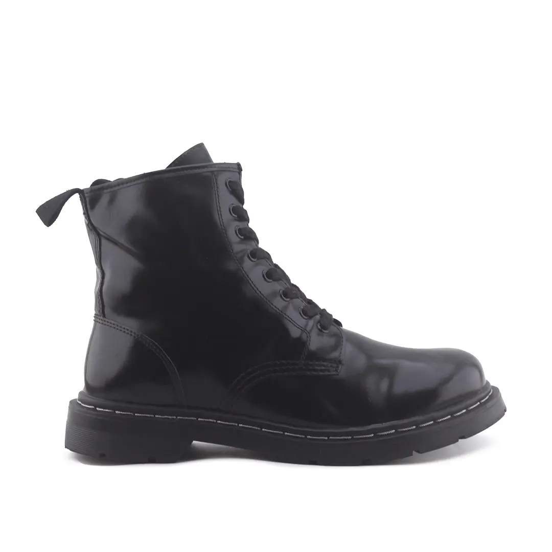 Pull & Bear Zipper Lace Up Combat Ankle Boot | 100% Authentic Leather