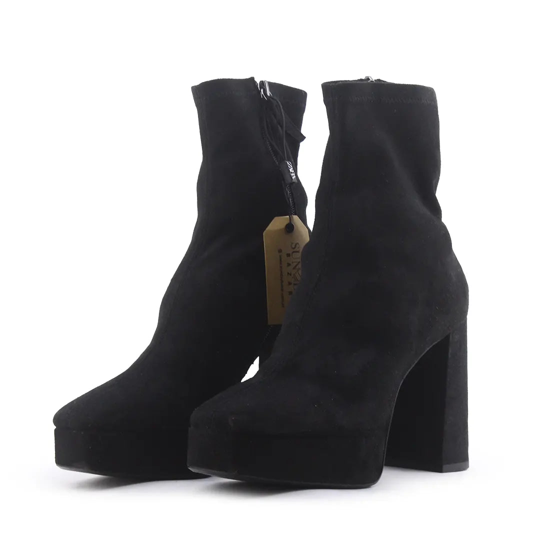 Zara Zipper Suede Ankle Boot