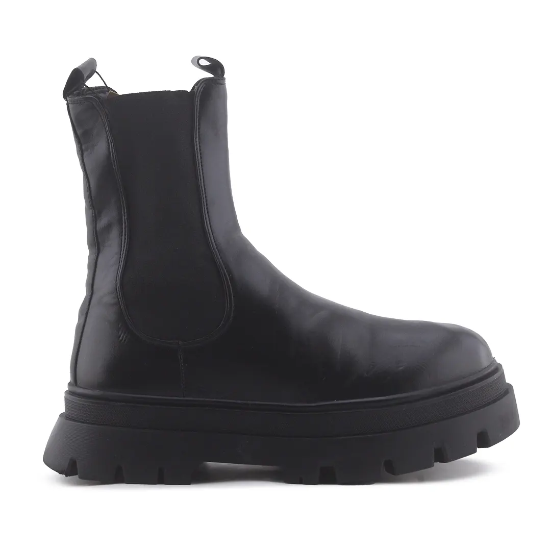 Pull & Bear Stretchable Combat Ankle Boot | 100% Authentic Leather