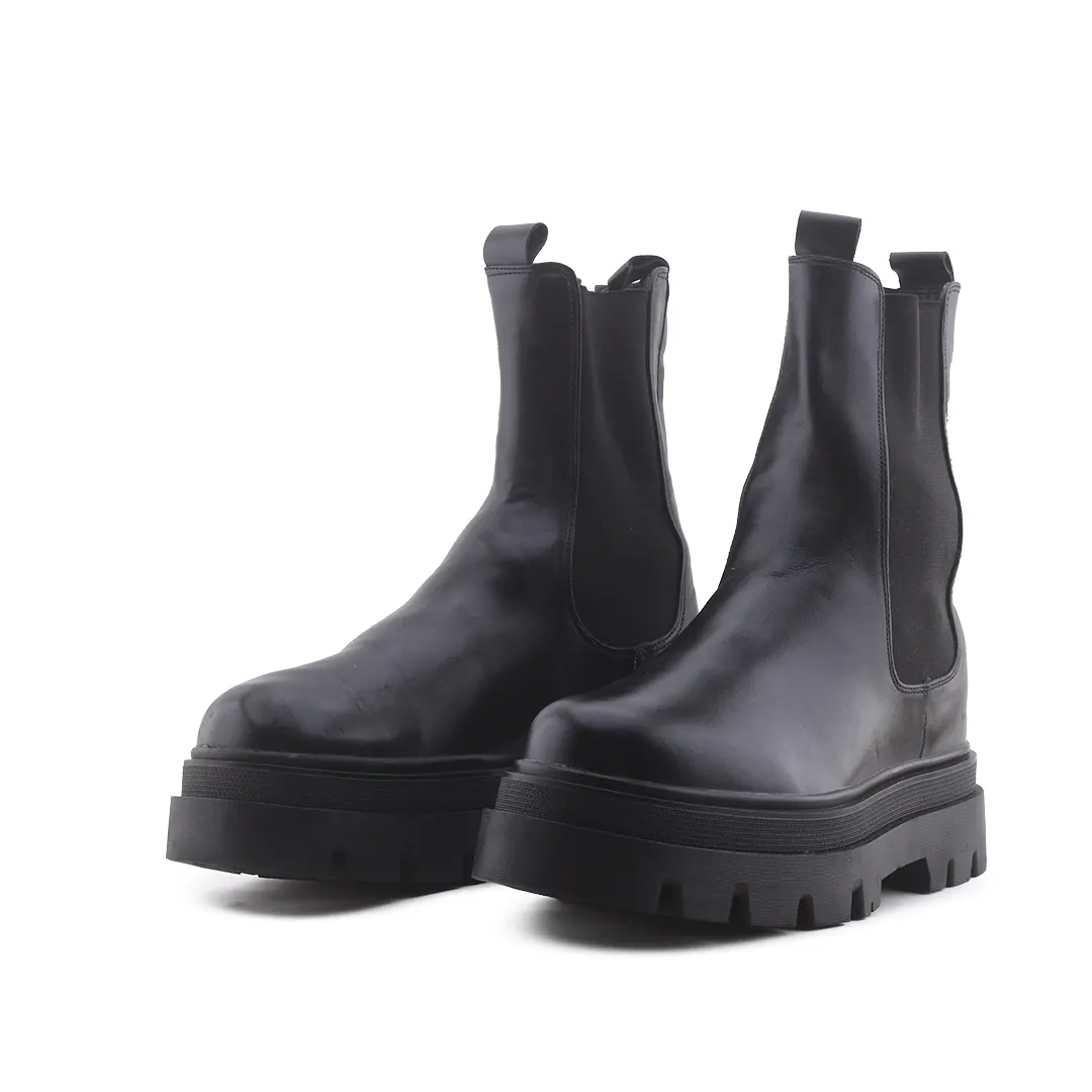Pull & Bear Stretchable Combat Ankle Boot | 100% Authentic Leather