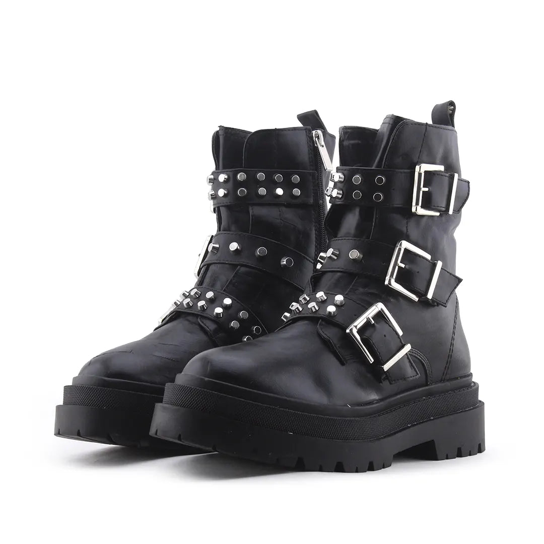 Stradivarius Zipper Buckle Strap Ankle Boot | 100% Authentic Leather