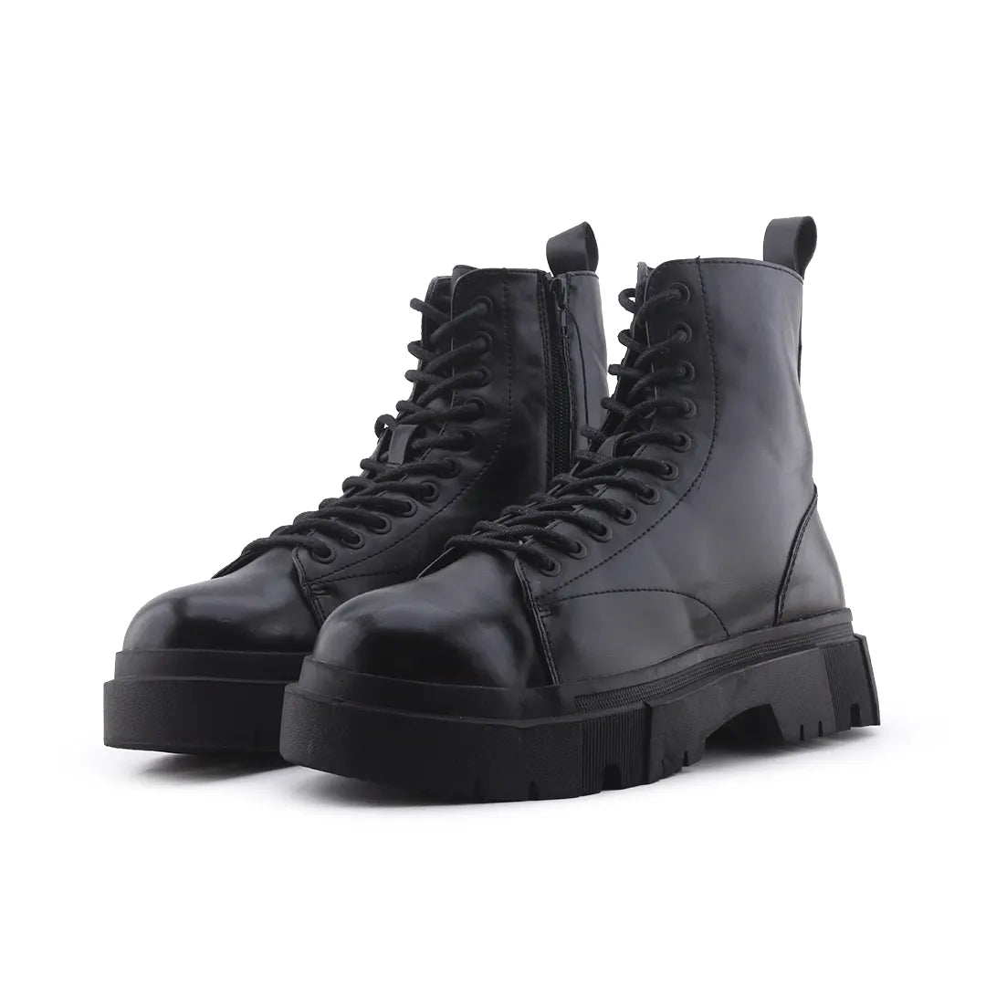 Bershka Zipper Lace Up Ankle Boot | 100% Authentic Leather