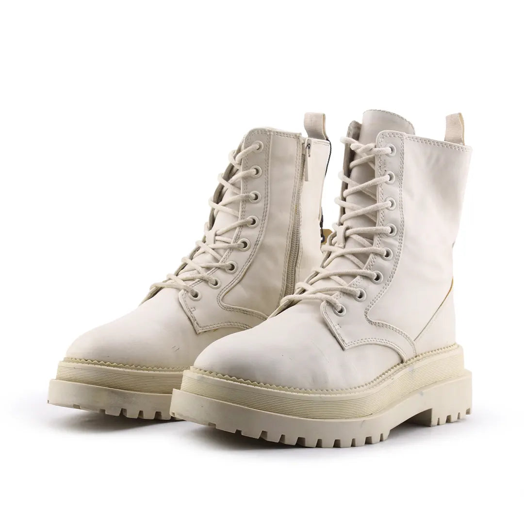 Stradivarius Zipper Lace Up Ankle Boot | 100% Authentic Leather