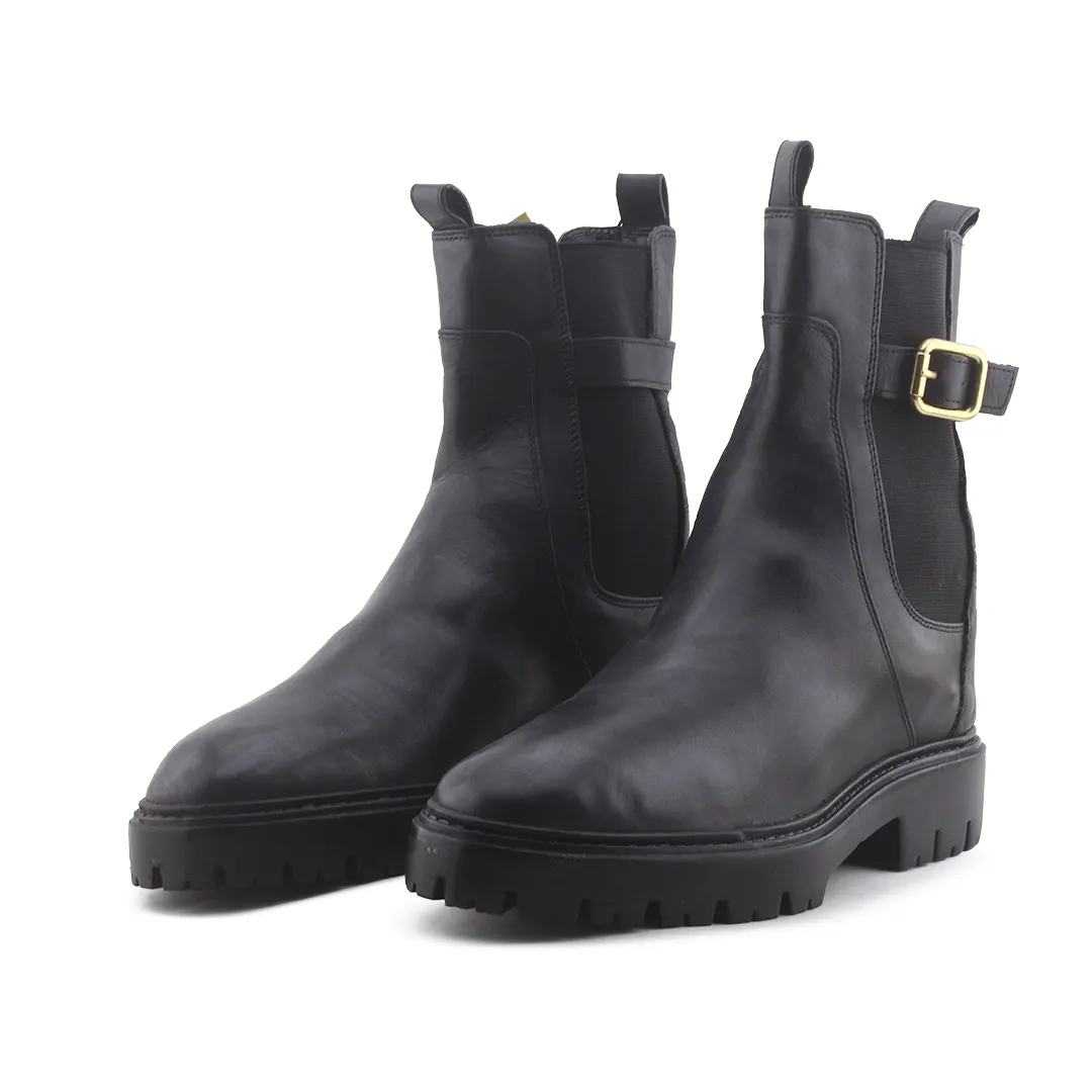 Zara Stretchable Buckle Strap Ankle Boot | 100% Authentic Leather