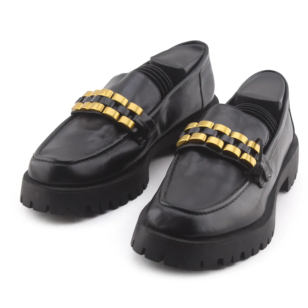 Zara Lug Sole Metal Embellished Moccasin