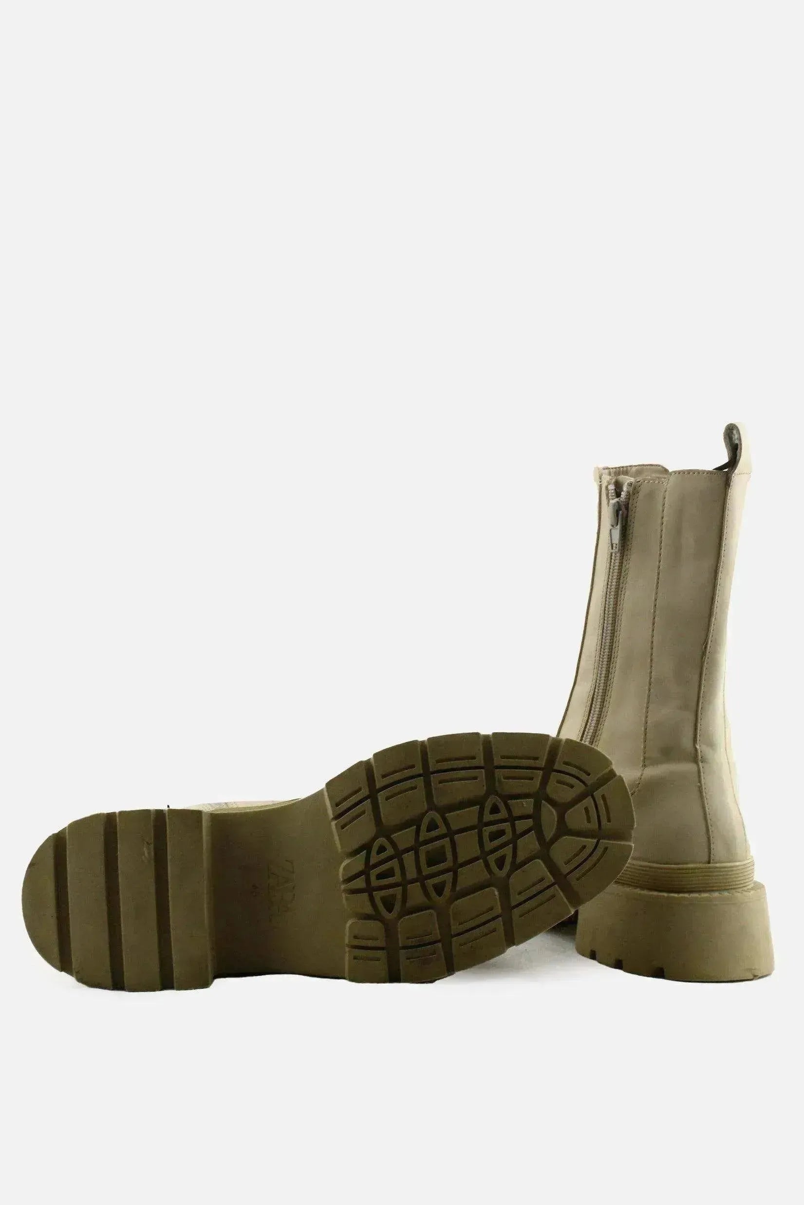 Zara Zipper Combat Ankle Boots | 100% Authentic Leather - sundaybazar