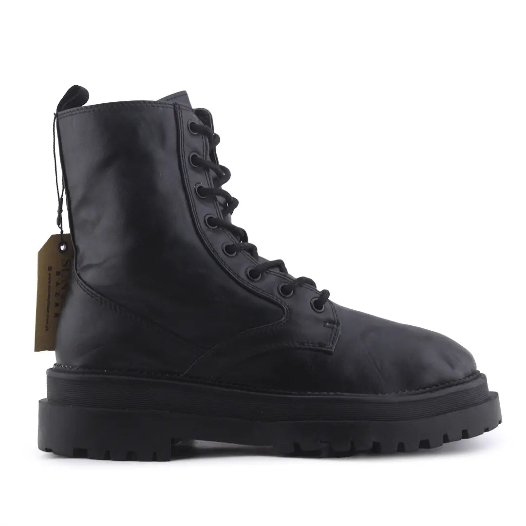 Stradivarius Zipper Lace Up Ankle Boot | 100% Authentic Leather