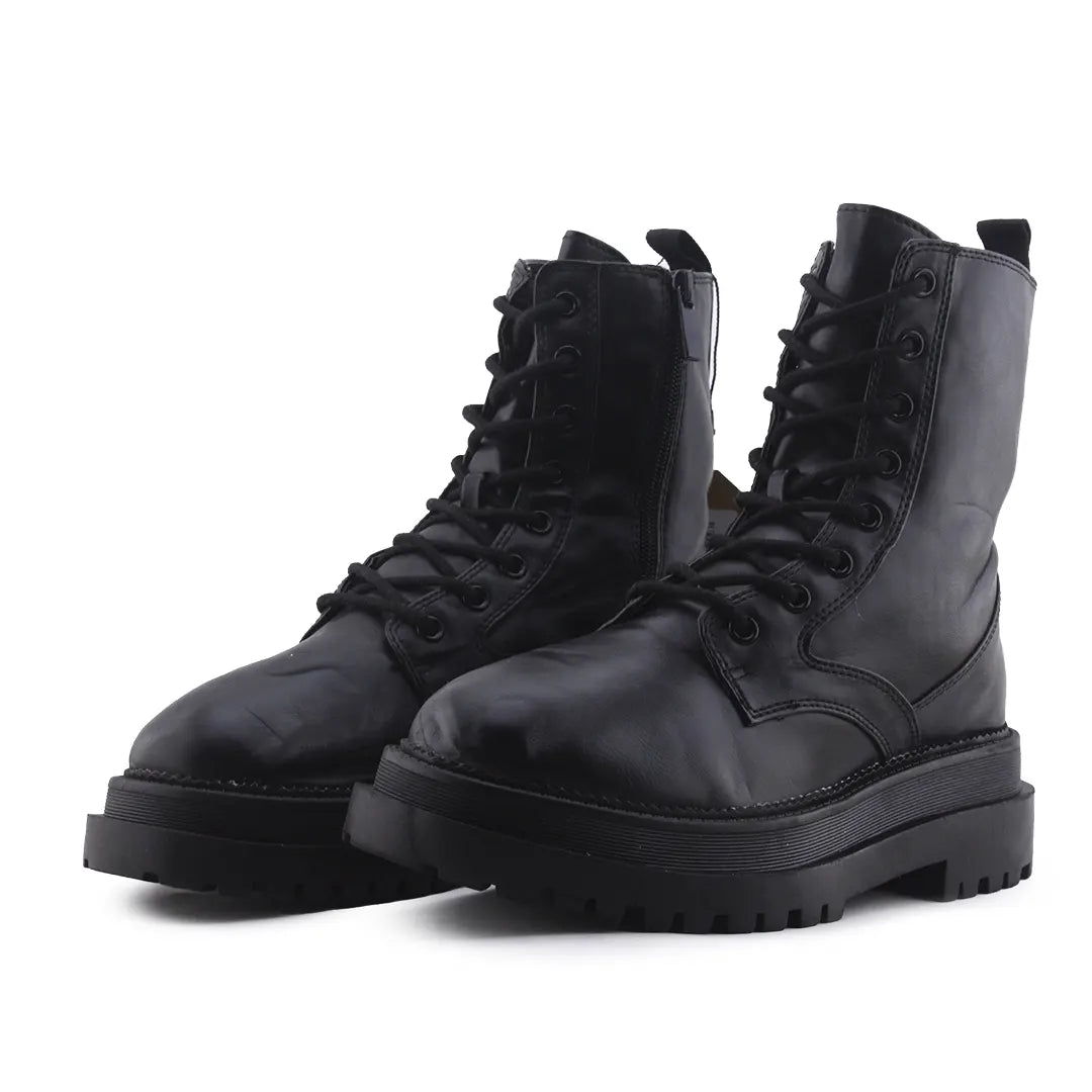 Stradivarius Zipper Lace Up Ankle Boot | 100% Authentic Leather