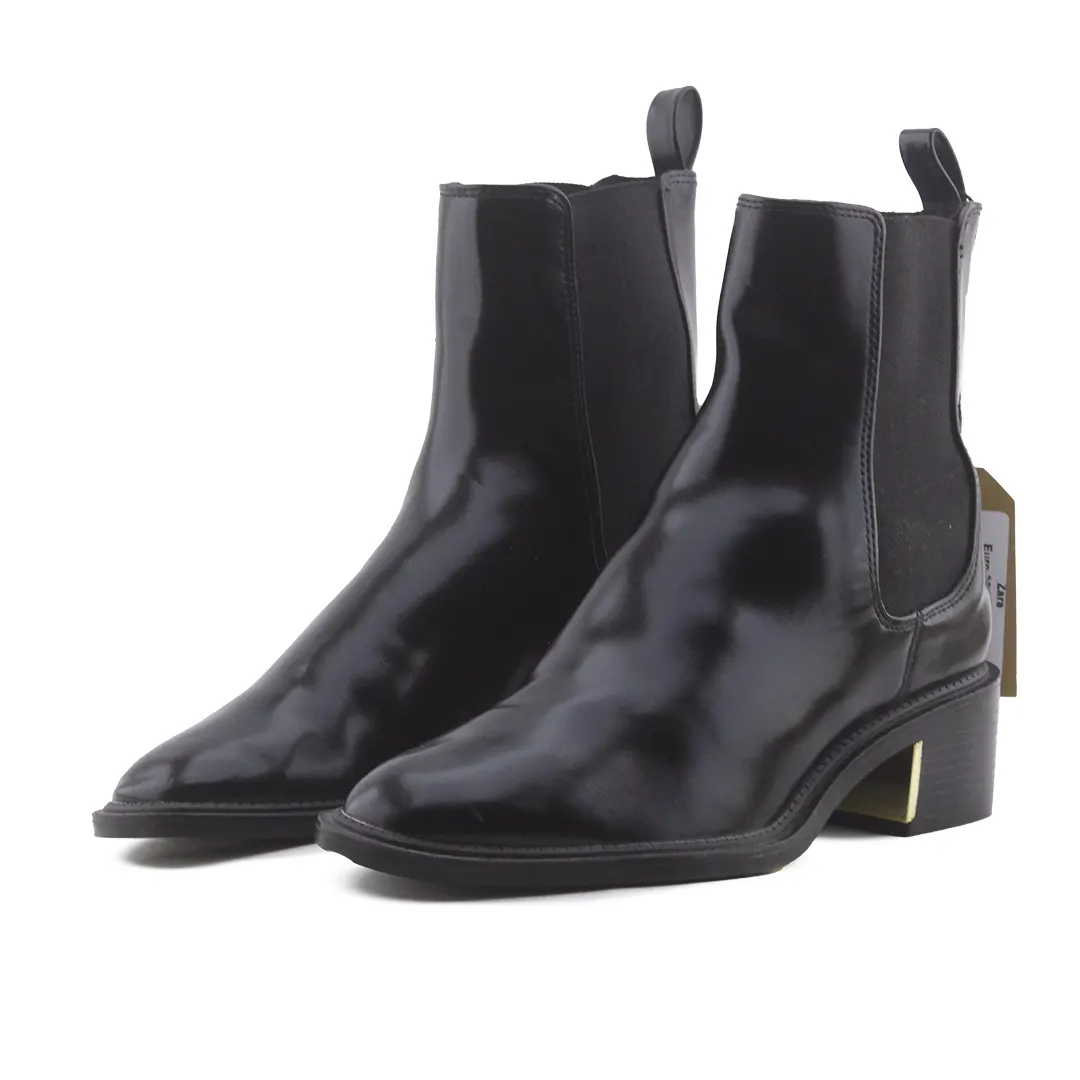 Zara Stretchable Block Ankle Boot | 100% Authentic Leather