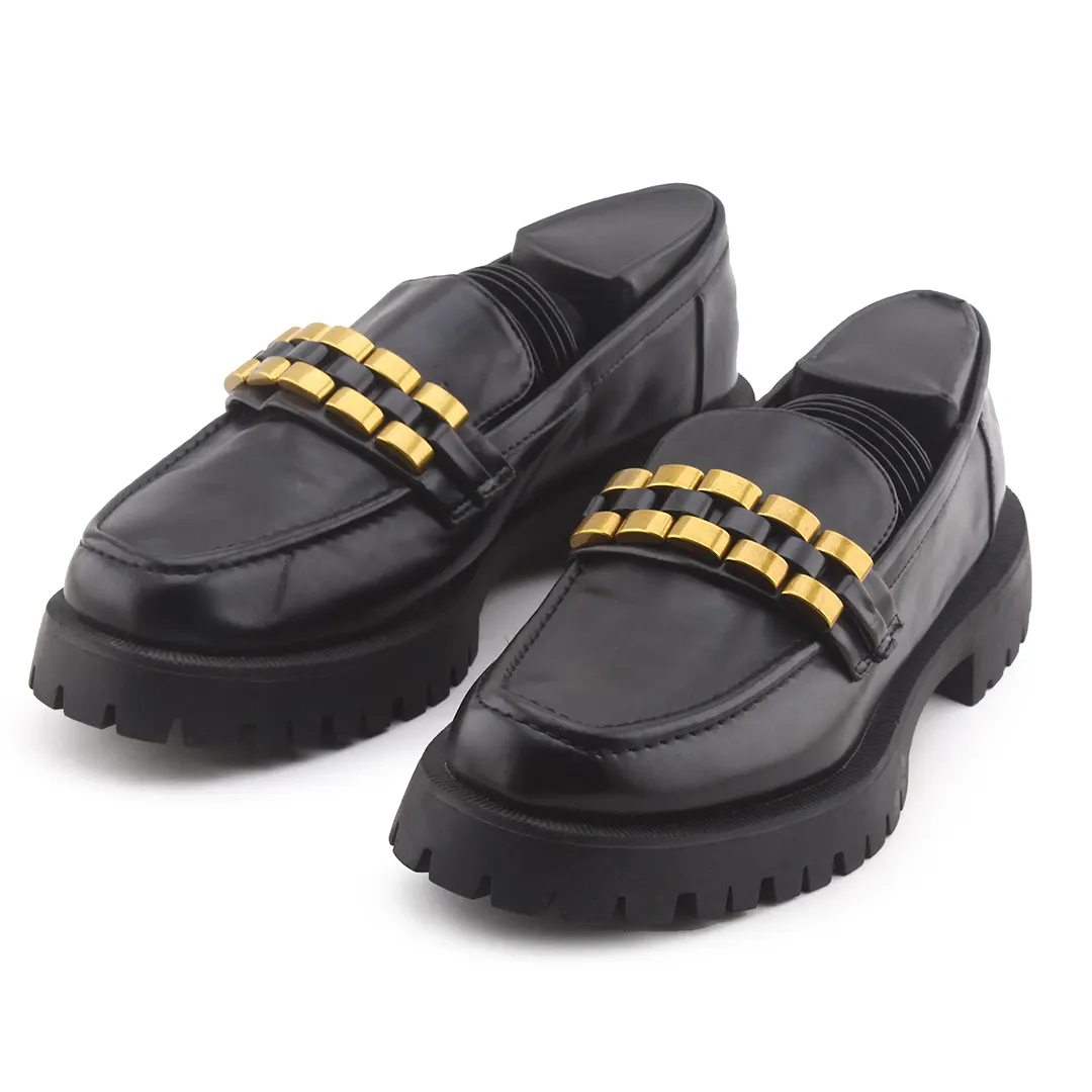 Zara Lug Sole Metal Embellished Moccasin