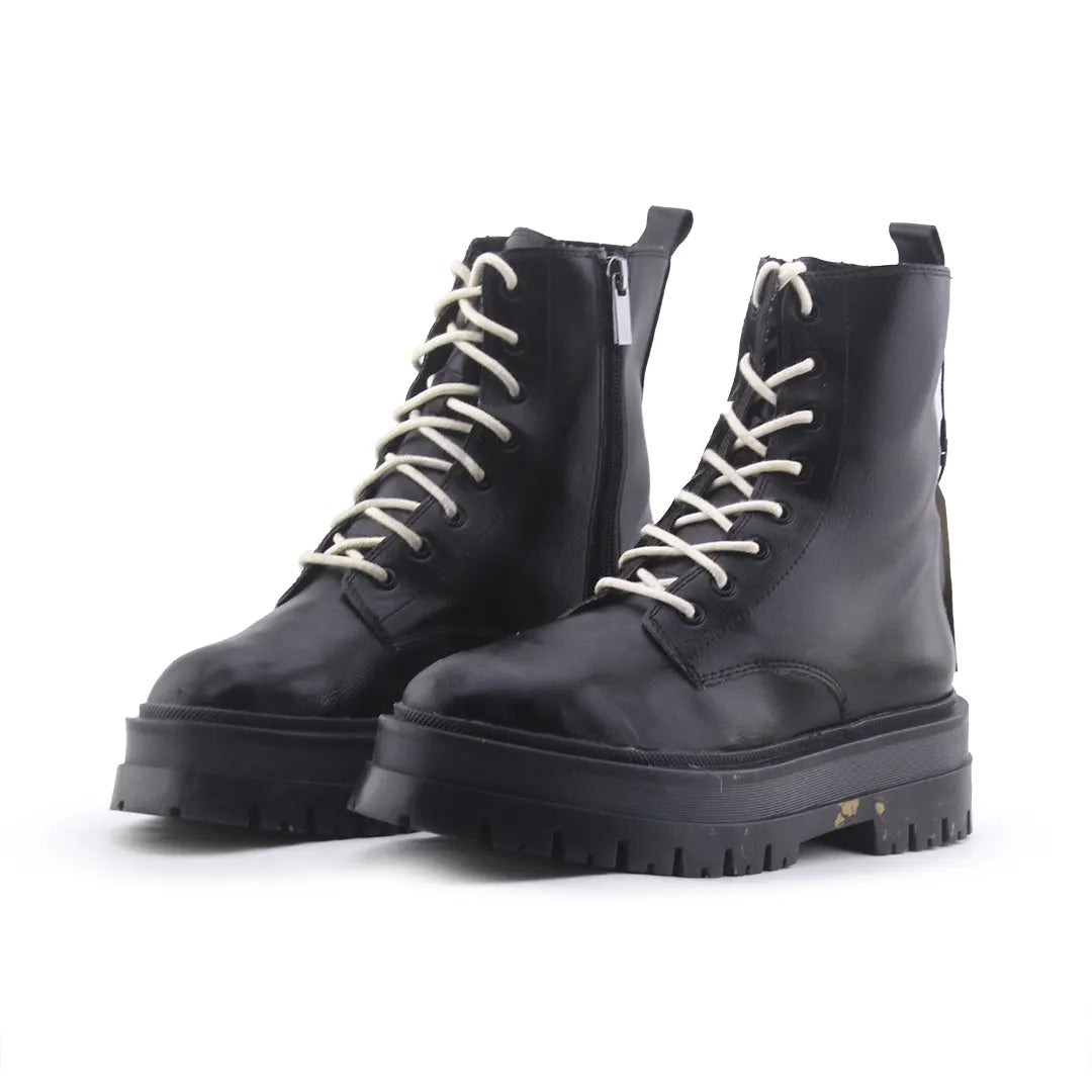 Stradivarius Zipper Lace Up Ankle Boot | 100% Authentic Leather