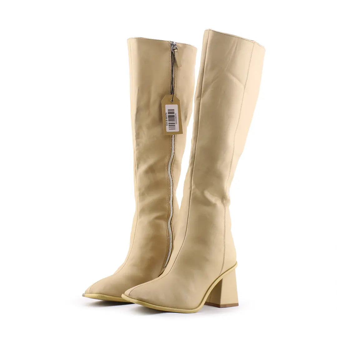 Pull & Bear Zipper Knee High Boot | 100% Authentic Leather