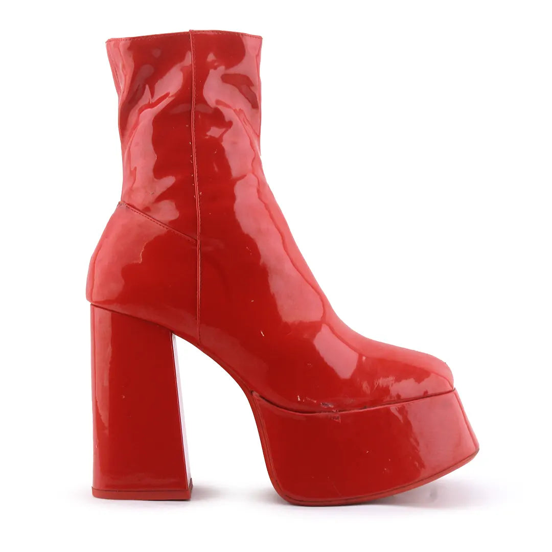 Bershka Zipper Patent Ankle Boot