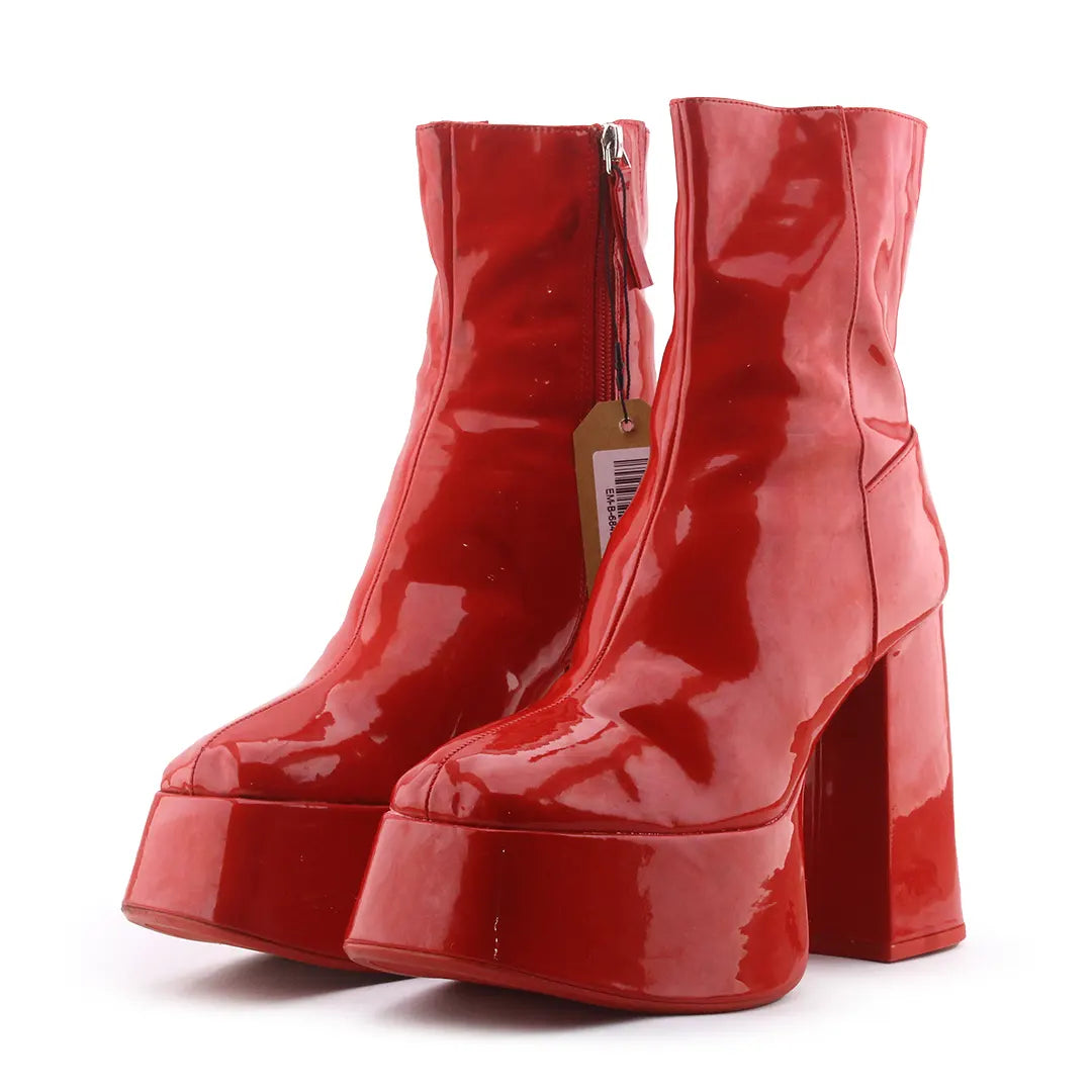 Bershka Zipper Patent Ankle Boot