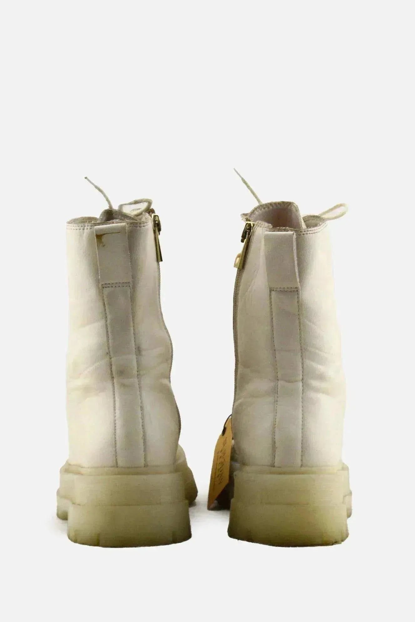 Stradivarius Zipper Laces Combat Boots | 100% Authentic Leather - sundaybazar