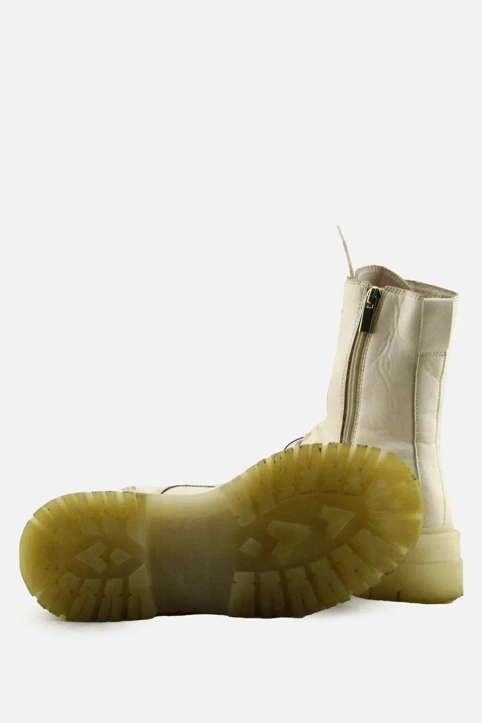 Stradivarius Zipper Laces Combat Boots | 100% Authentic Leather - sundaybazar