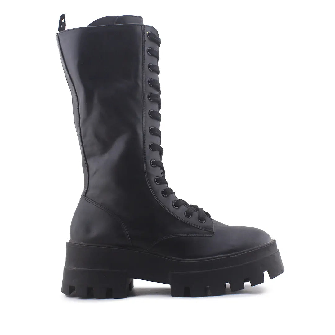 Pull & Bear Lace Up Zipper Combat Ankle Boots (100% Authentic Leather)