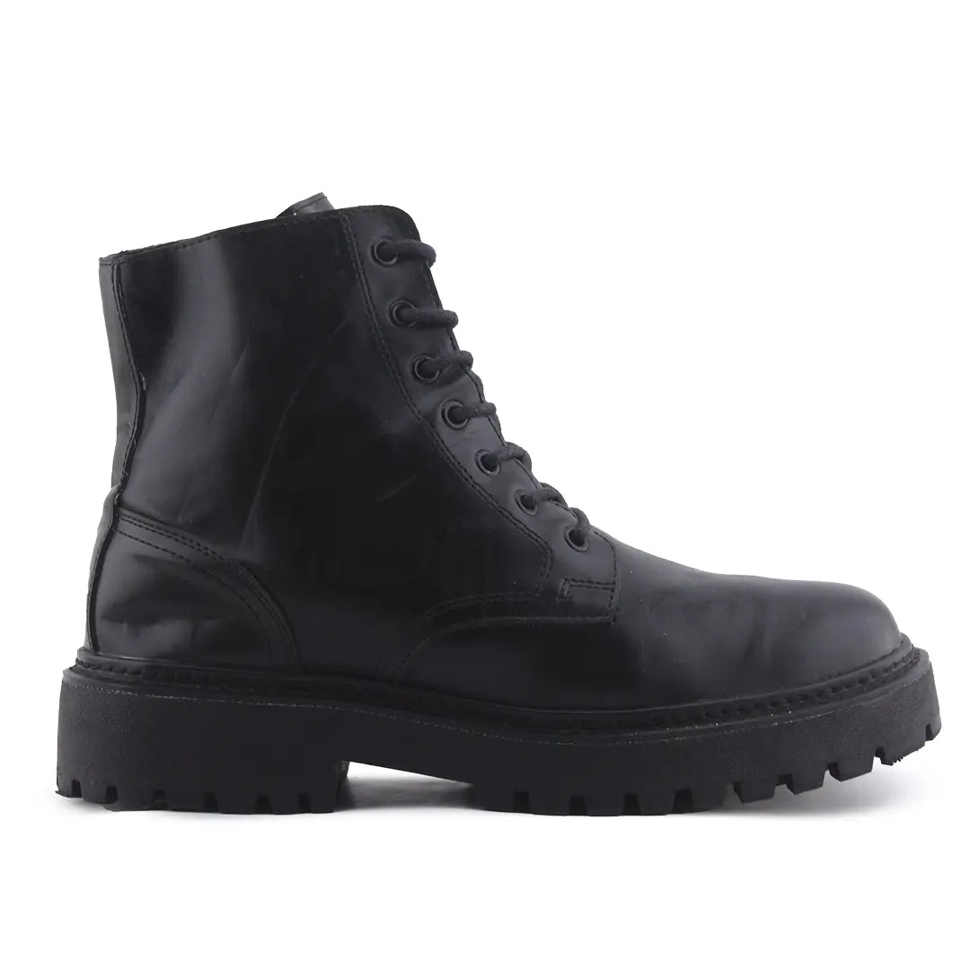 Pull & Bear Zipper Lace Up Ankle Boot | 100% Authentic Leather