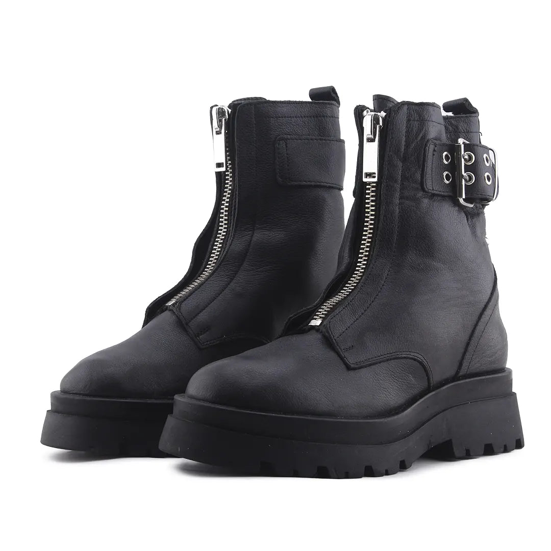 Stradivarius Zipper Buckle Strap Ankle Boot | 100% Authentic Leather