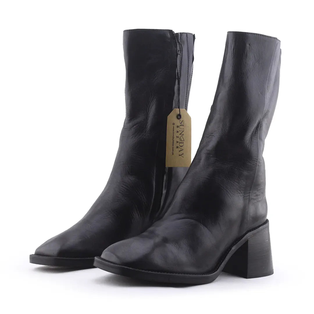 Zara Zipper Stretchable Ankle Boot | 100% Authentic Leather