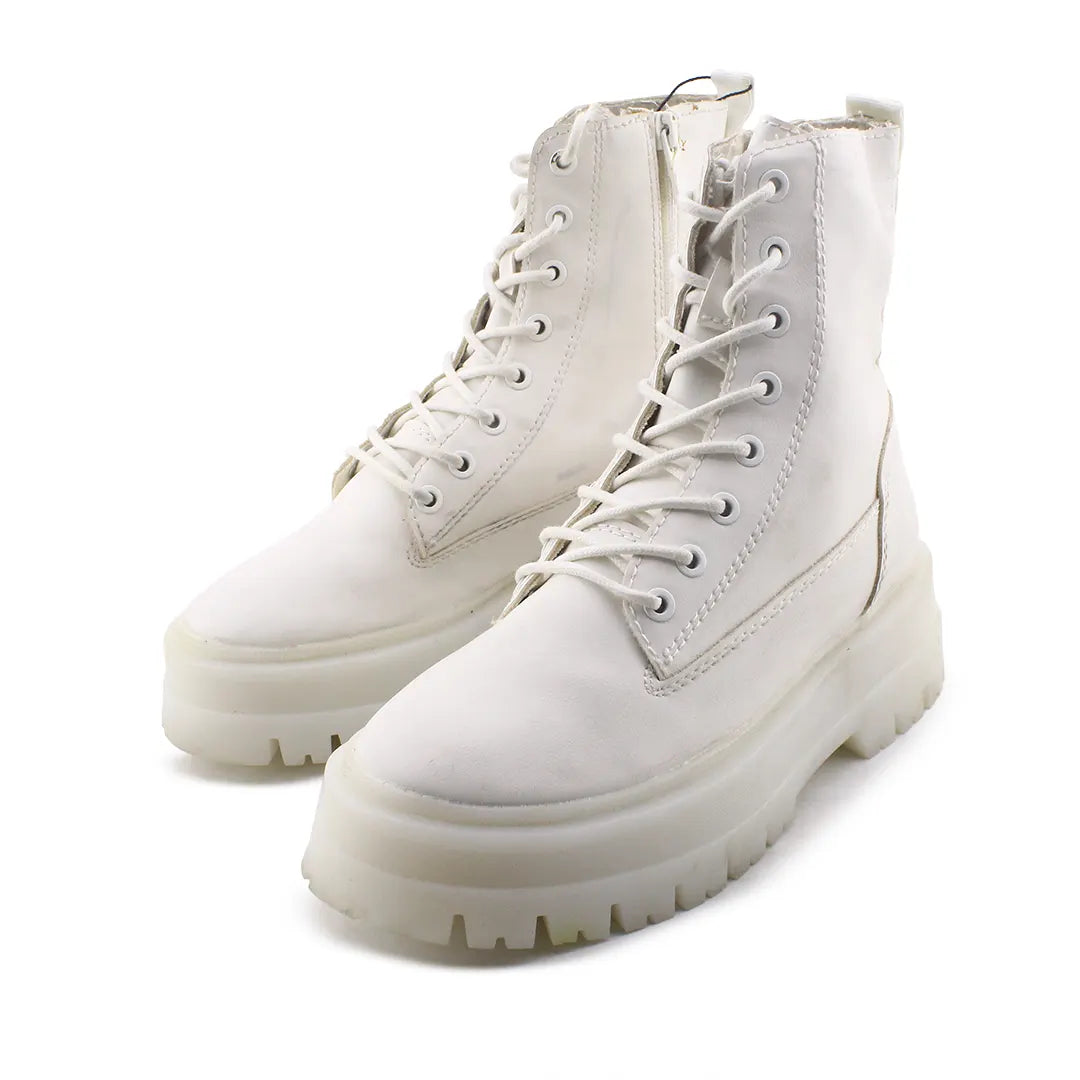 Stradivarius Lace Up Combat Ankle Boots (100% Authentic Leather)