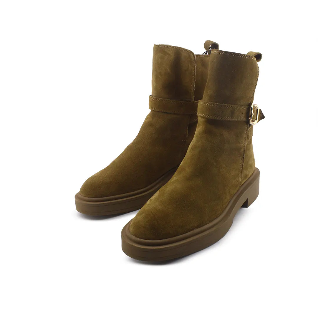 Zara Buckle Snow Ankle Boots (Suede)