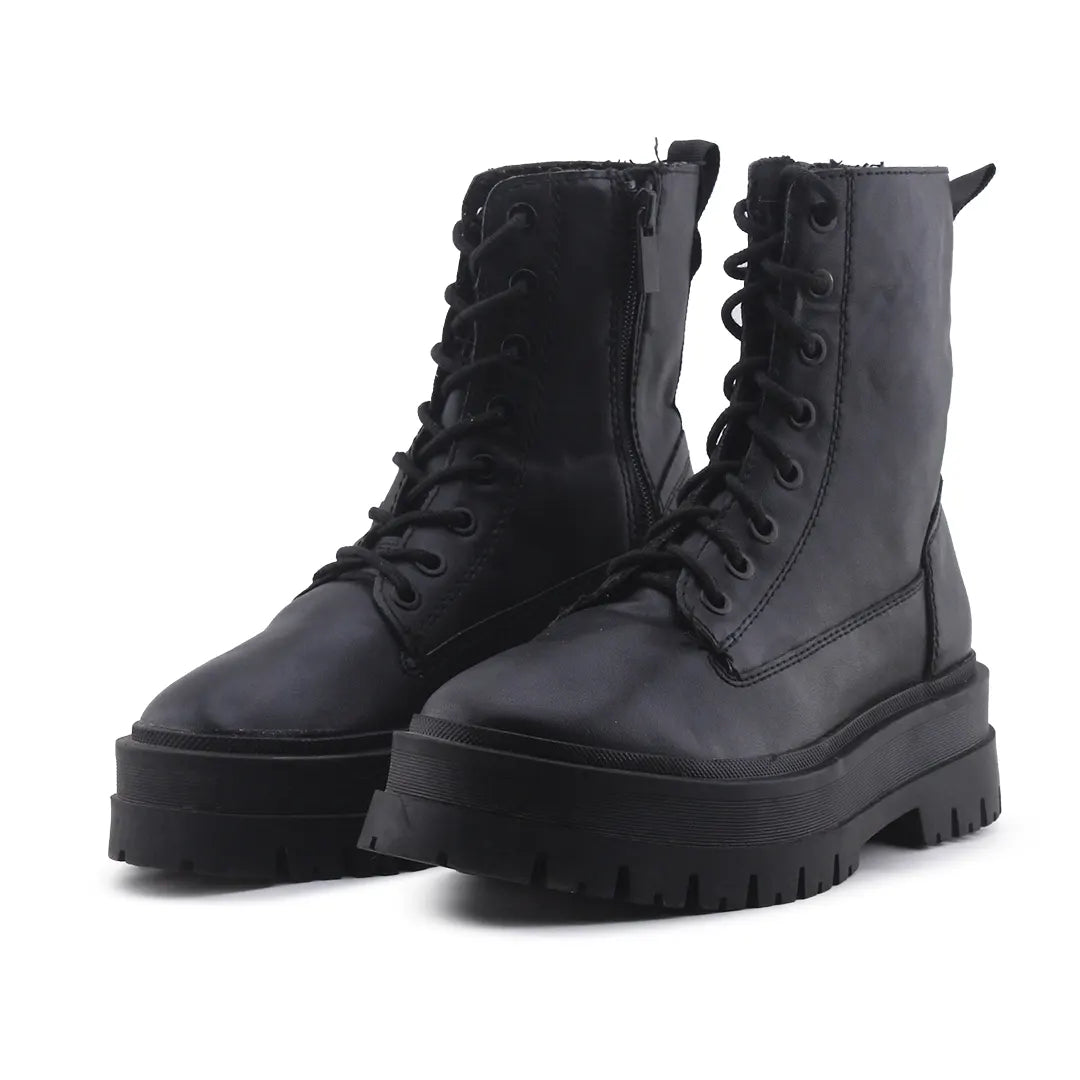 Stradivarius Zipper Lace Up Ankle Boot