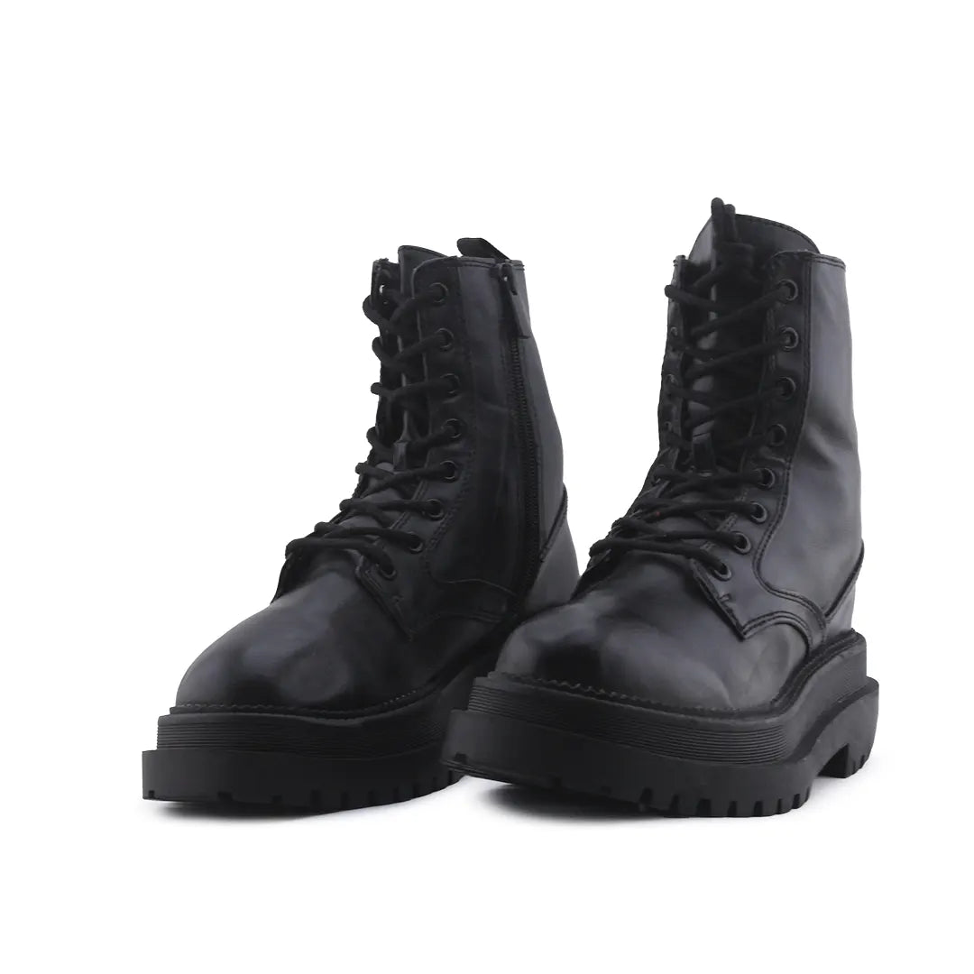 Stradivarius Zipper Lace Up Ankle Boot | 100% Authentic Leather