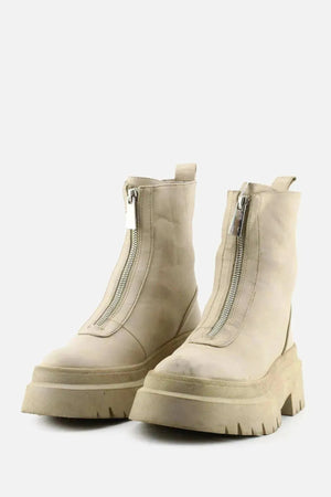 Pull & Bear Zipper Combat Ankle Boots | 100% Authentic Leather - sundaybazar