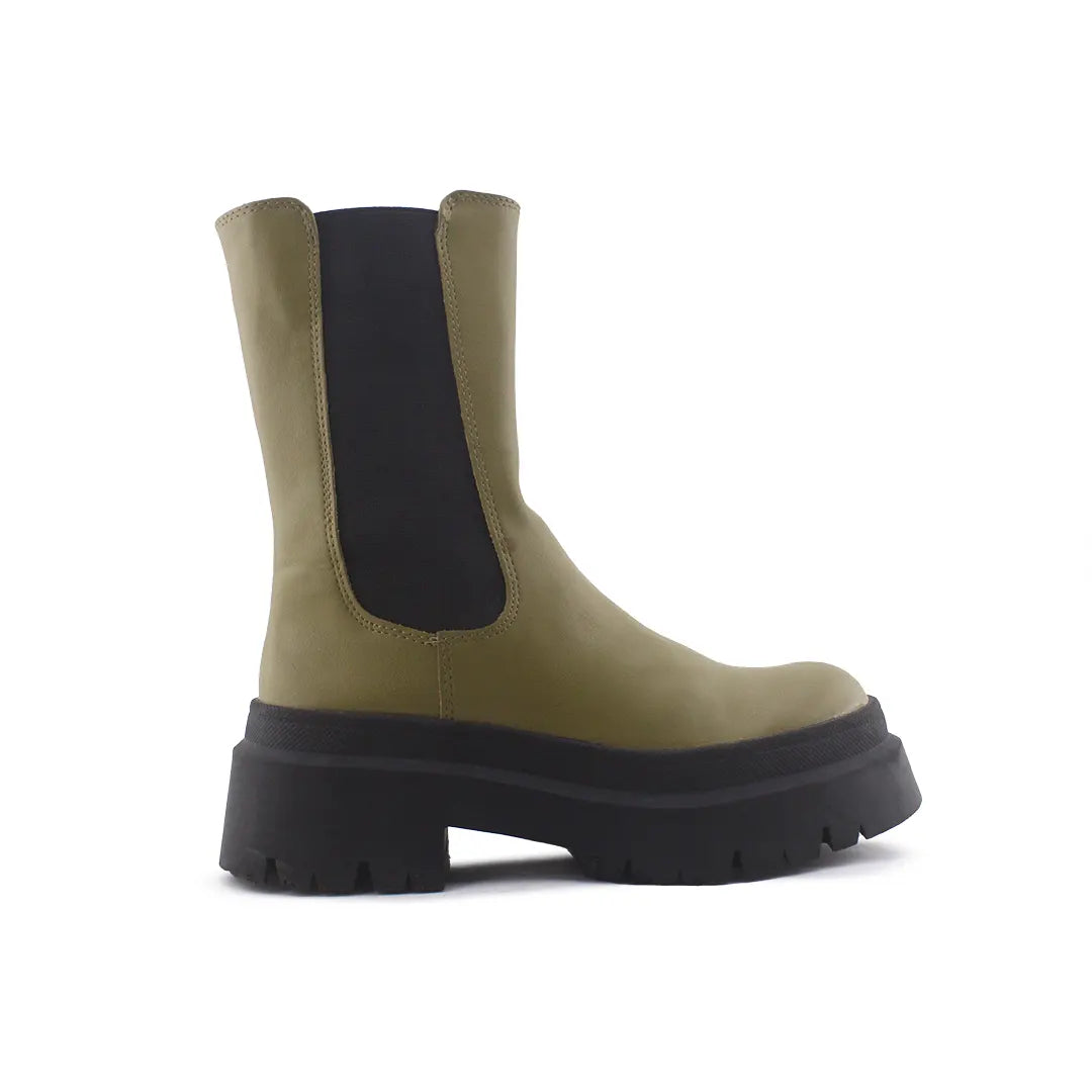 Pull & Bear Stretchable Combat Ankle Boots (100% Authentic Leather)