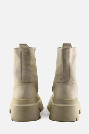 Pull & Bear Zipper Combat Ankle Boots | 100% Authentic Leather - sundaybazar