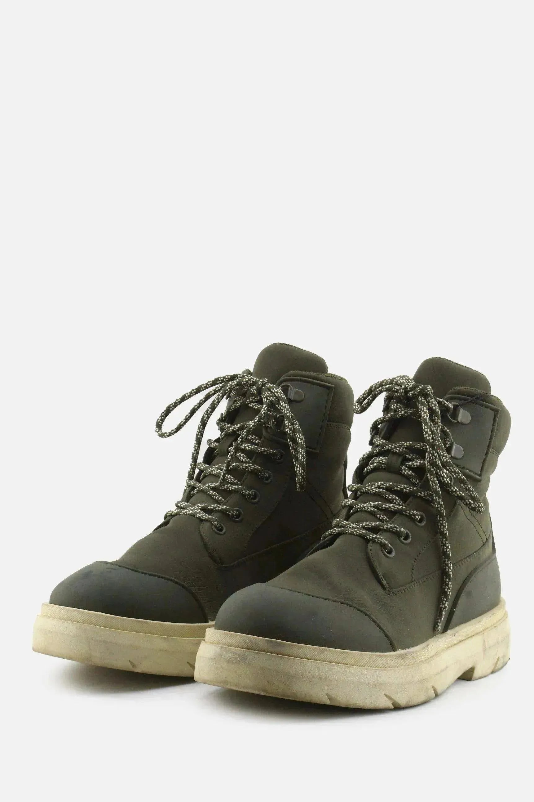 Zara Laces Combat Ankle Boots | Textile - sundaybazar