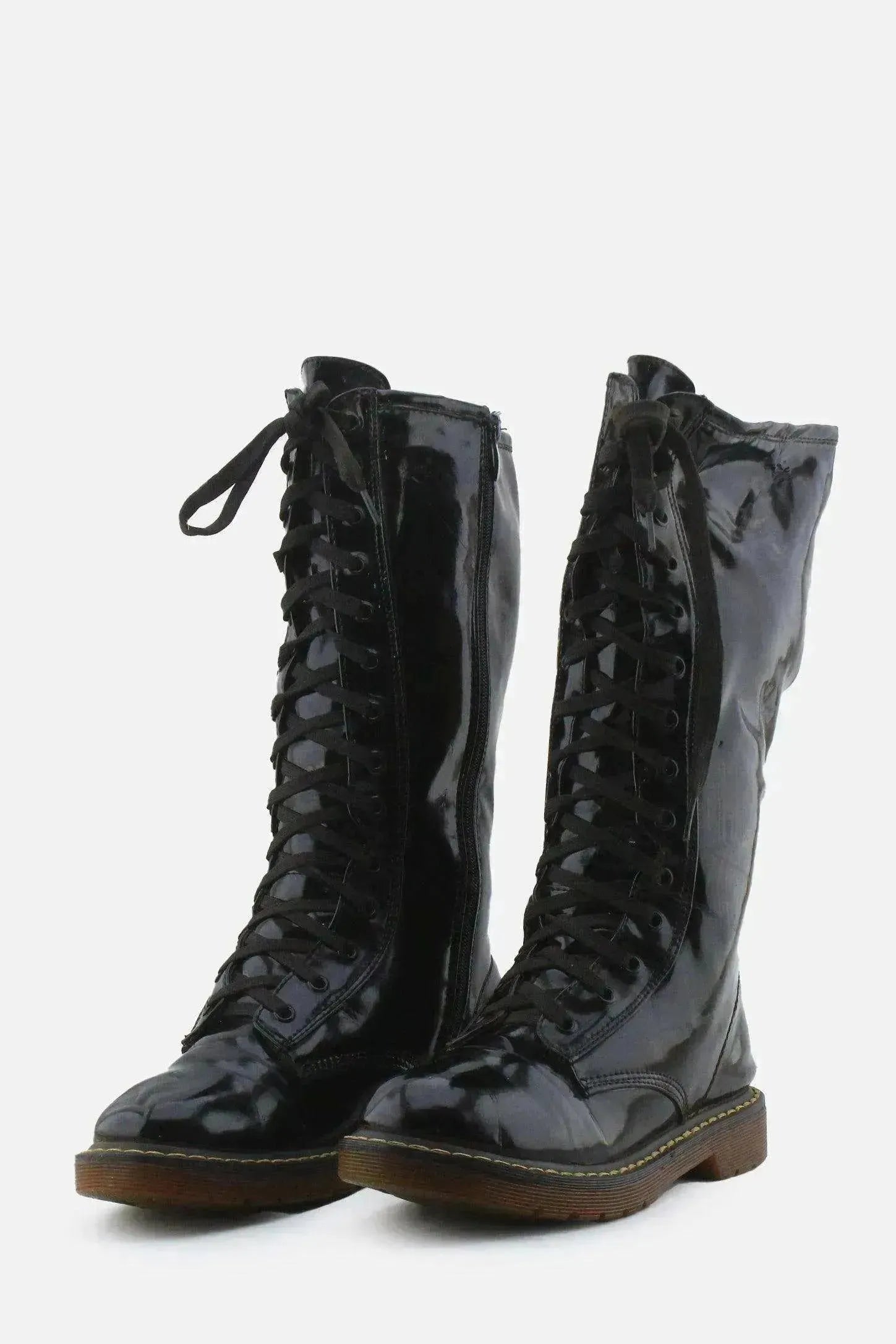 European Brand Zipper Laces Combat Long Boots | 100% Synthetic Leather - sundaybazar