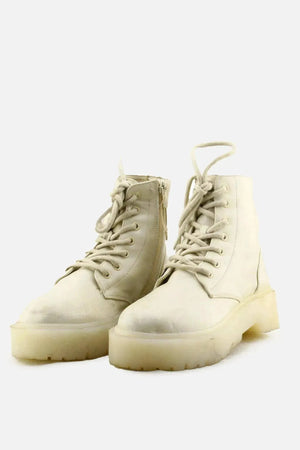 Pull & Bear Zipper Laces Combat Boots | 100% Authentic Leather - sundaybazar