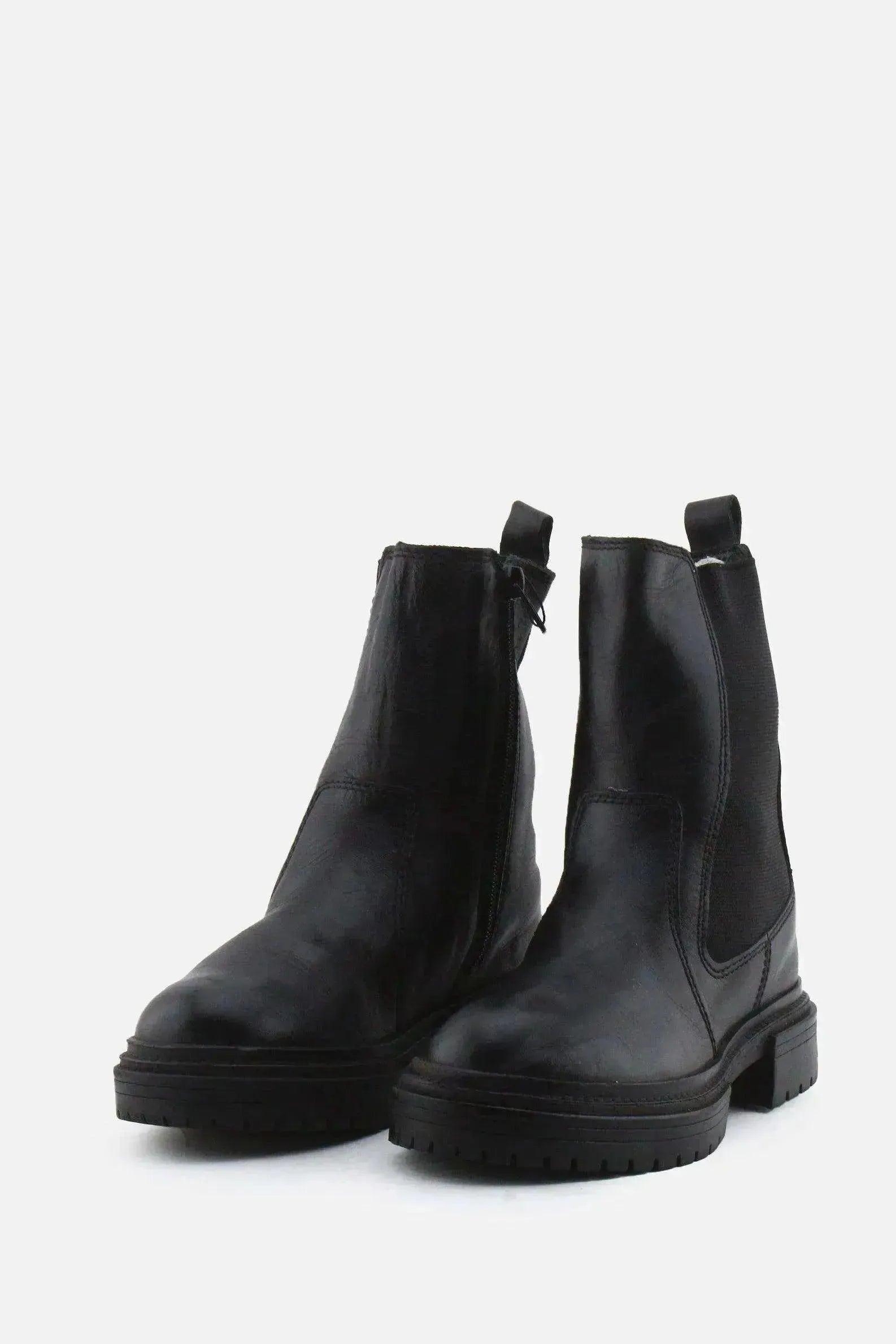 Zara Zipper Stretchable Chelsea Ankle Boots | 100% Authentic Leather - sundaybazar