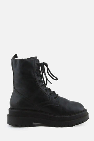 Stradivarius Zipper Laces Combat Ankle Boots | 100% Authentic Leather - sundaybazar