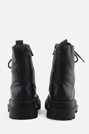 Stradivarius Zipper Laces Combat Ankle Boots | 100% Authentic Leather - sundaybazar
